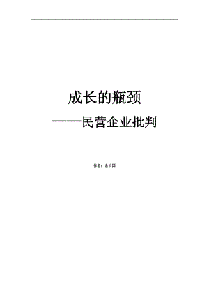 【企业管理】成长的瓶颈——民营企业批判.docx