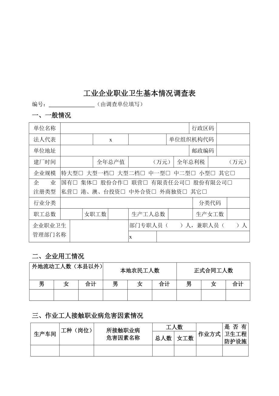 工业企业职业卫生基本情况调查.docx_第1页