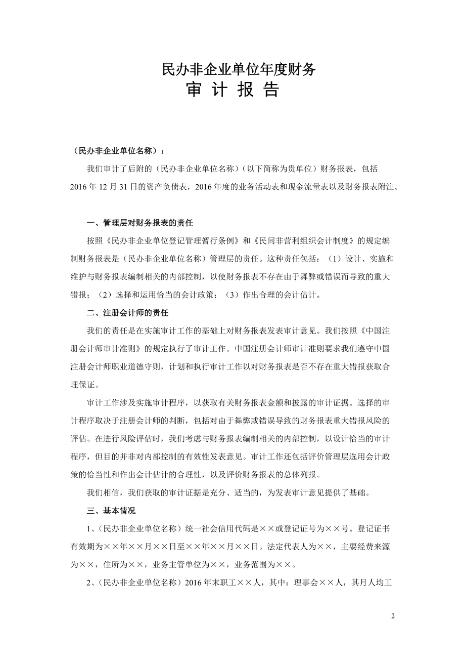 民办非企业单位年度检查财务审计报告(模板)(DOC30页).doc_第2页