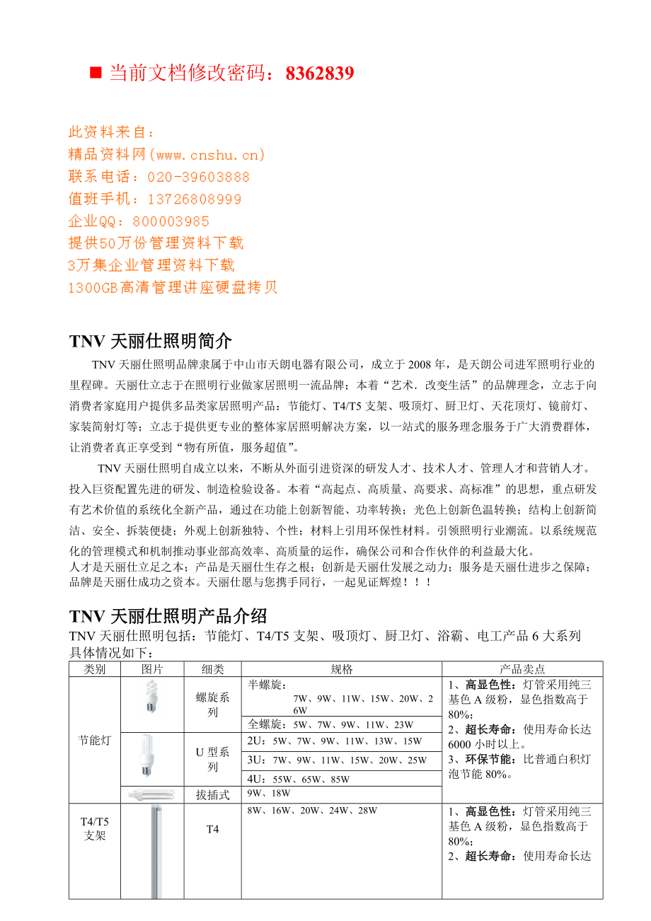 天丽仕照明公司招商策划.docx_第1页