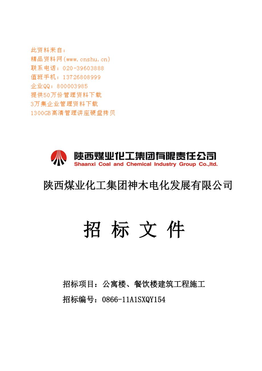 陕西煤业化工公司招标文件.docx_第1页