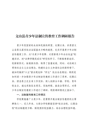 某县青少年法制宣传教育工作调研报告.docx