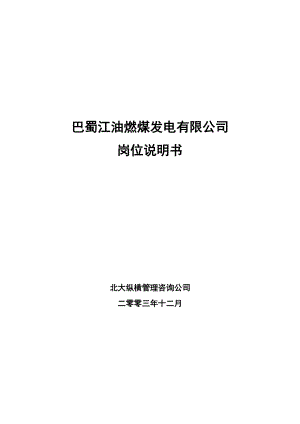 某咨询—巴蜀江油燃煤巴蜀江油燃煤公司职位说明书.docx