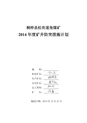 某煤矿年度矿井防突措施计划.docx