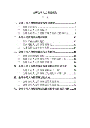 某著名咨询公司-金晖-人力资源规划咨询报告.docx