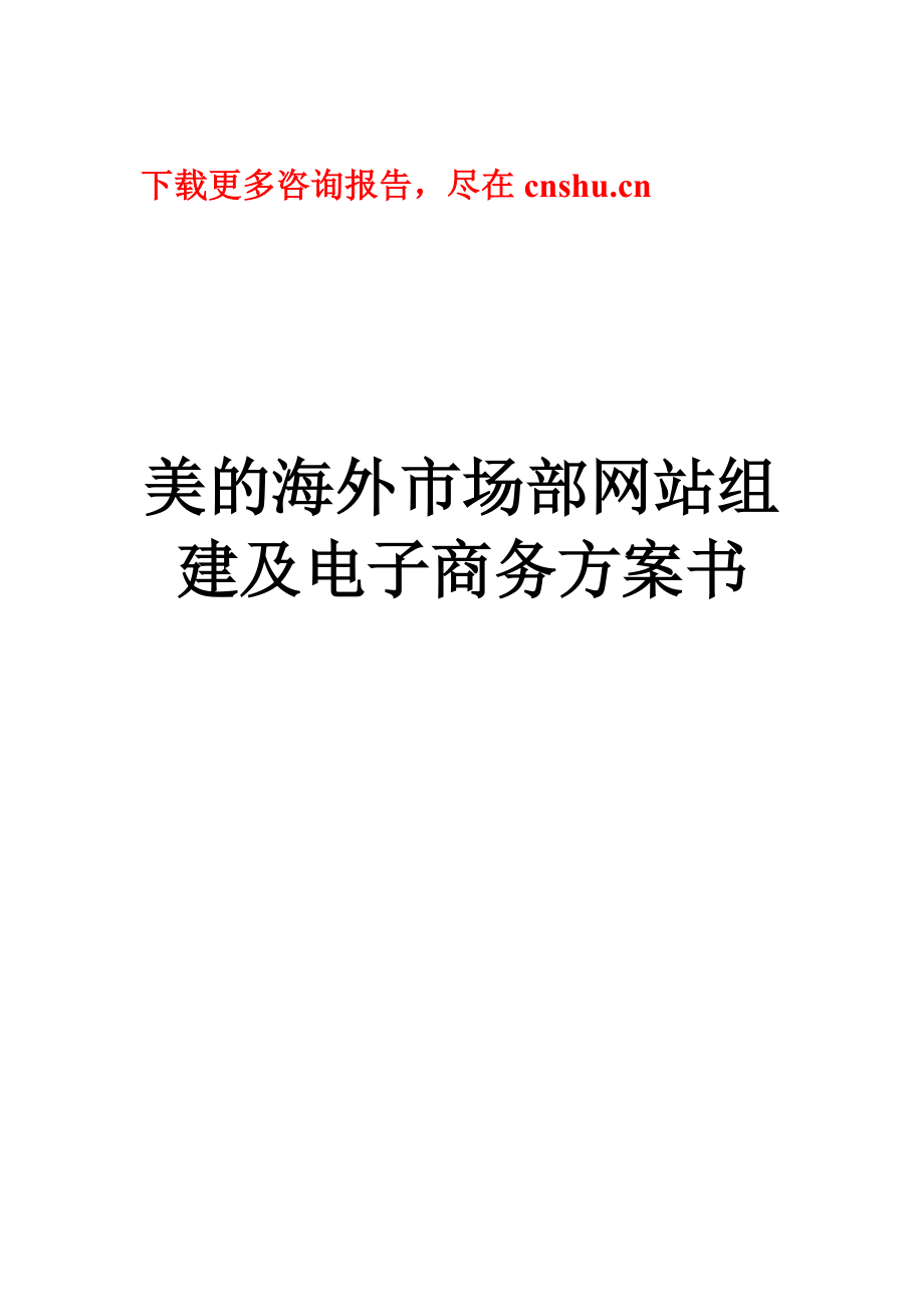 某著名咨询公司-美的-海外市场部网站组建及电子商务方案书.docx_第1页