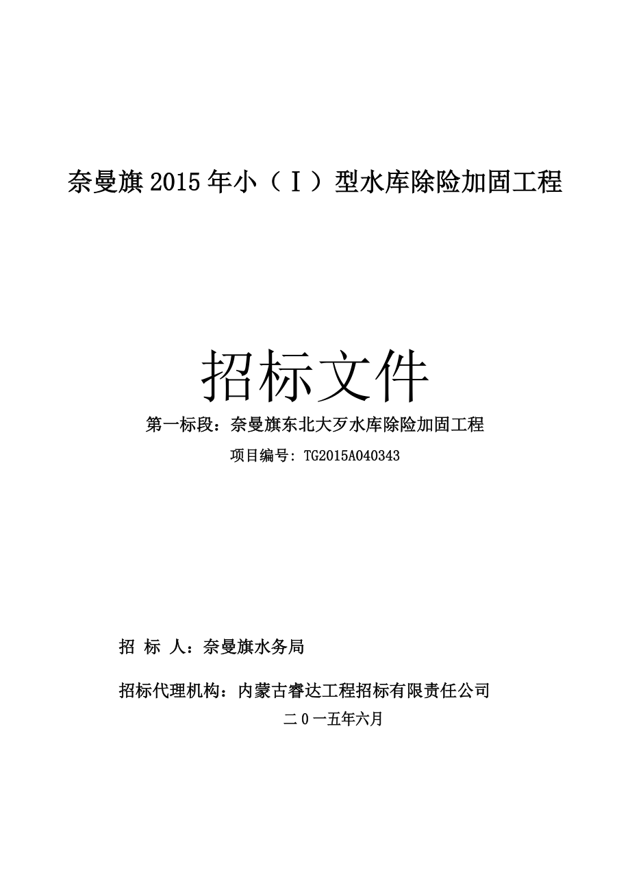 水库除险加固工程招标文件.docx_第1页