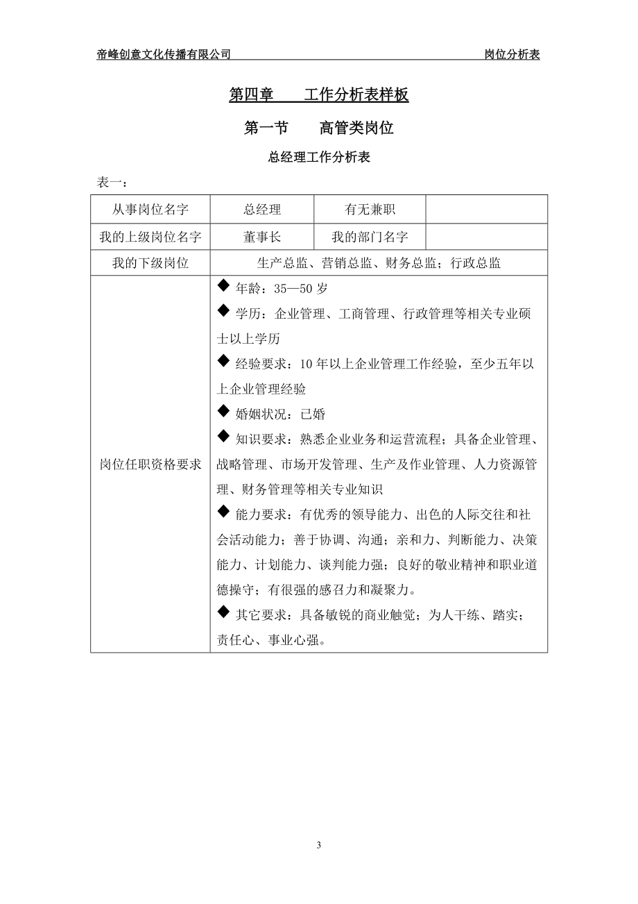 某文化传播有限公司岗位分析表.docx_第3页