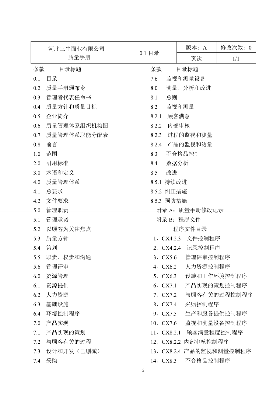 河北三牛面业公司XXXX年质量手册(doc 56) .docx_第2页