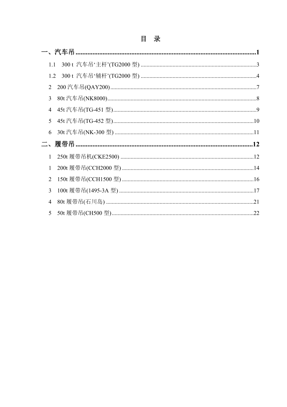 各种吊车性能表(汽车吊,履带吊最全性能表).docx_第1页