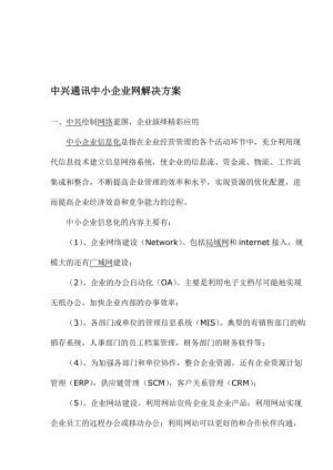 中兴通讯中小企业网解决方案.docx