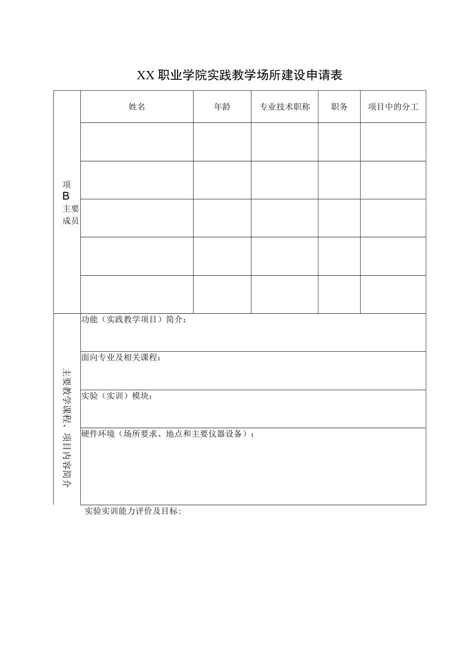 XX职业学院实践教学场所建设申请表.docx_第1页