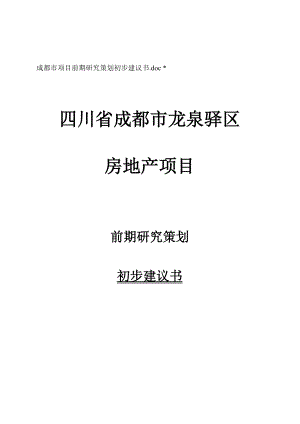 XX市项目前期研究策划初步建议书.docx