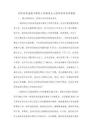 在防返贫监测与帮扶工作推进会上的讲话发言供借鉴.docx