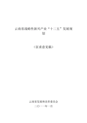 云南省战略性新兴产业十二五发展规划.docx