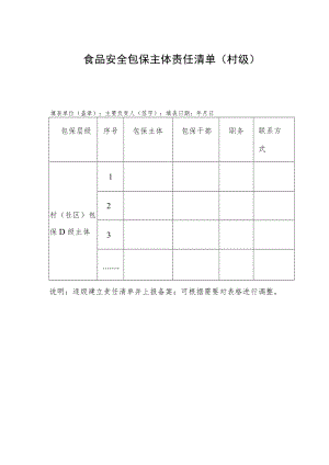 食品安全包保主体责任清单(村级).docx