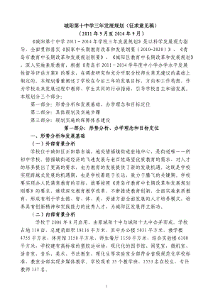 十中三年发展规划(-XXXX).docx