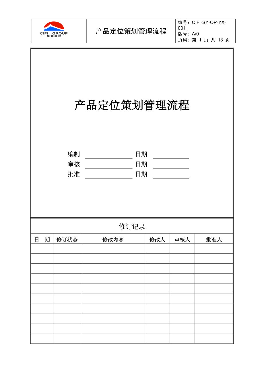 CIFI-OP-YX-001产品定位策划管理流程.docx_第1页