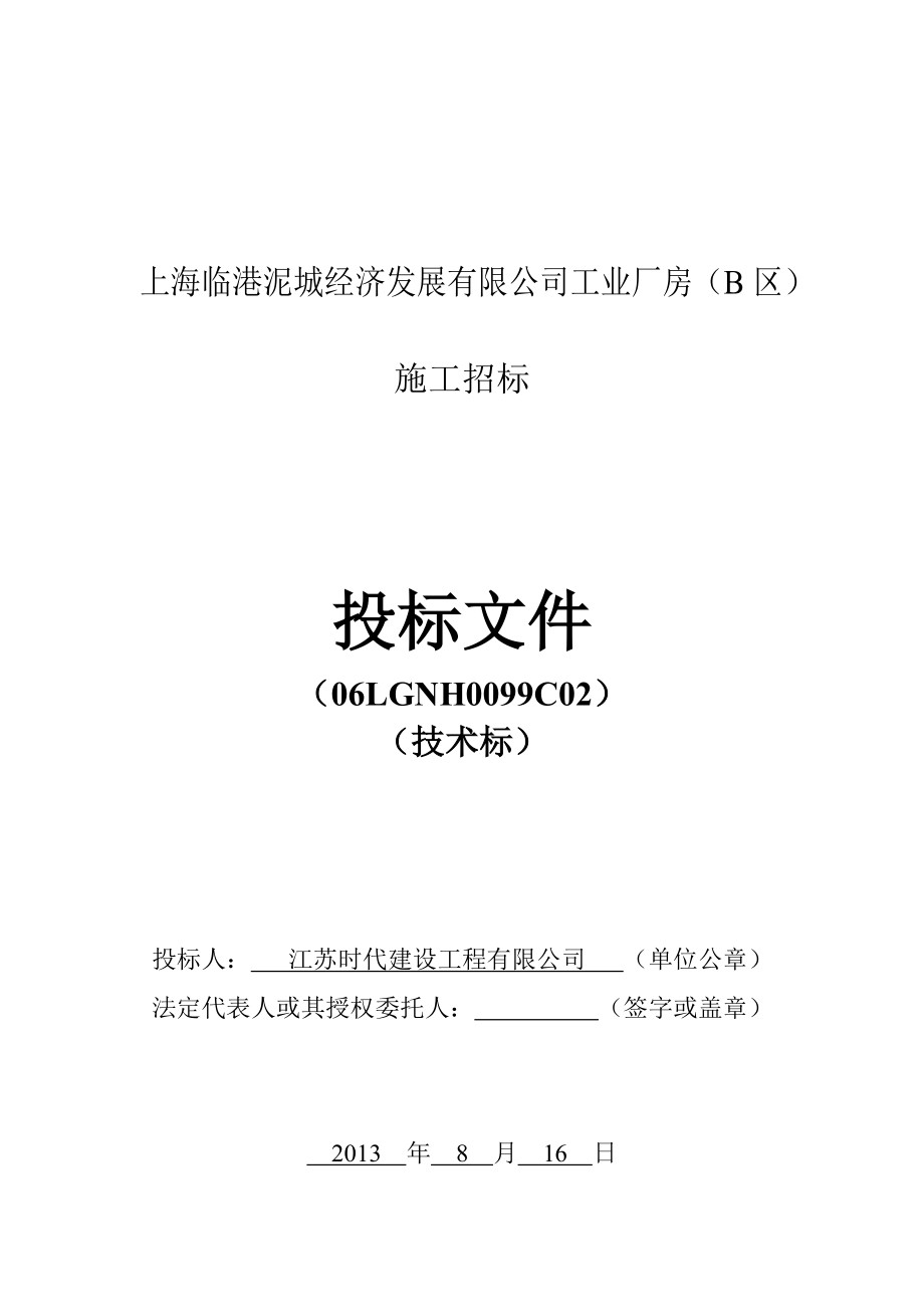 上海临港泥城经济发展有限公司工业厂房(B区)施工组织设计.docx_第1页