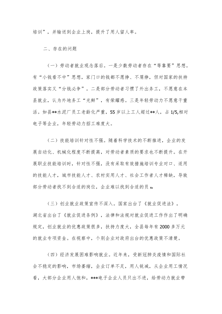 关于2022年全县就业工作情况的视察报告.docx_第3页