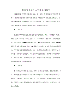 仪表技术员个人工作总结范文.docx