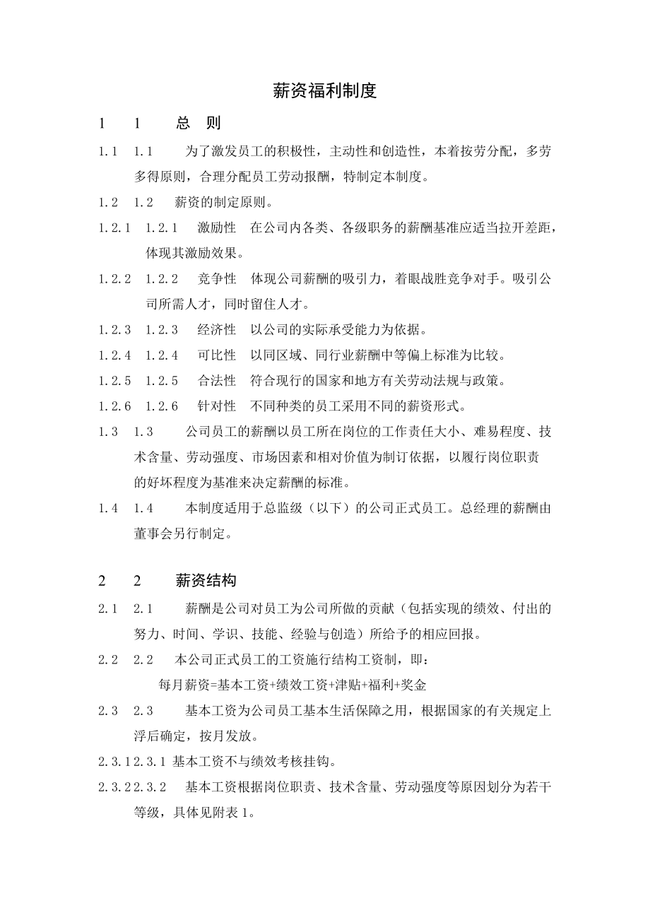 企业行政薪酬福利管理制度.docx_第1页