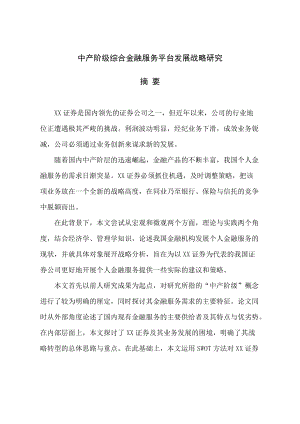 中产阶级综合金融平台发展战略研究.docx