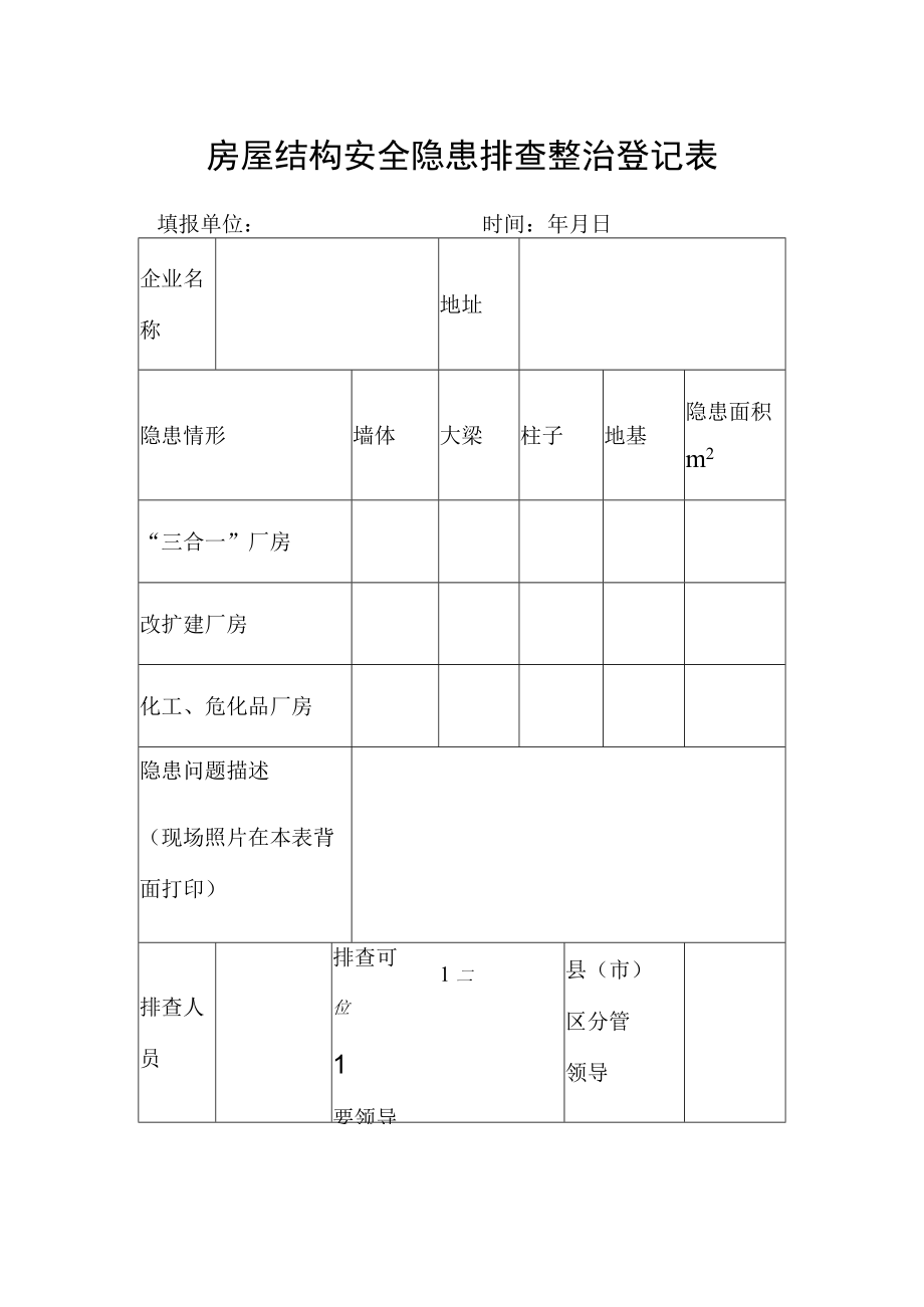 房屋结构安全隐患排查整治登记表.docx_第1页