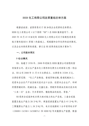 XXXX国有大型化工企业改革重组方案.docx