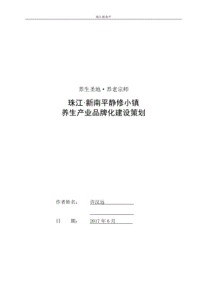 某小镇养生产业品牌化建设策划方案.docx