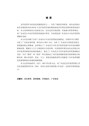 某公司光纤宽带业务发展营销策略研究概述.docx