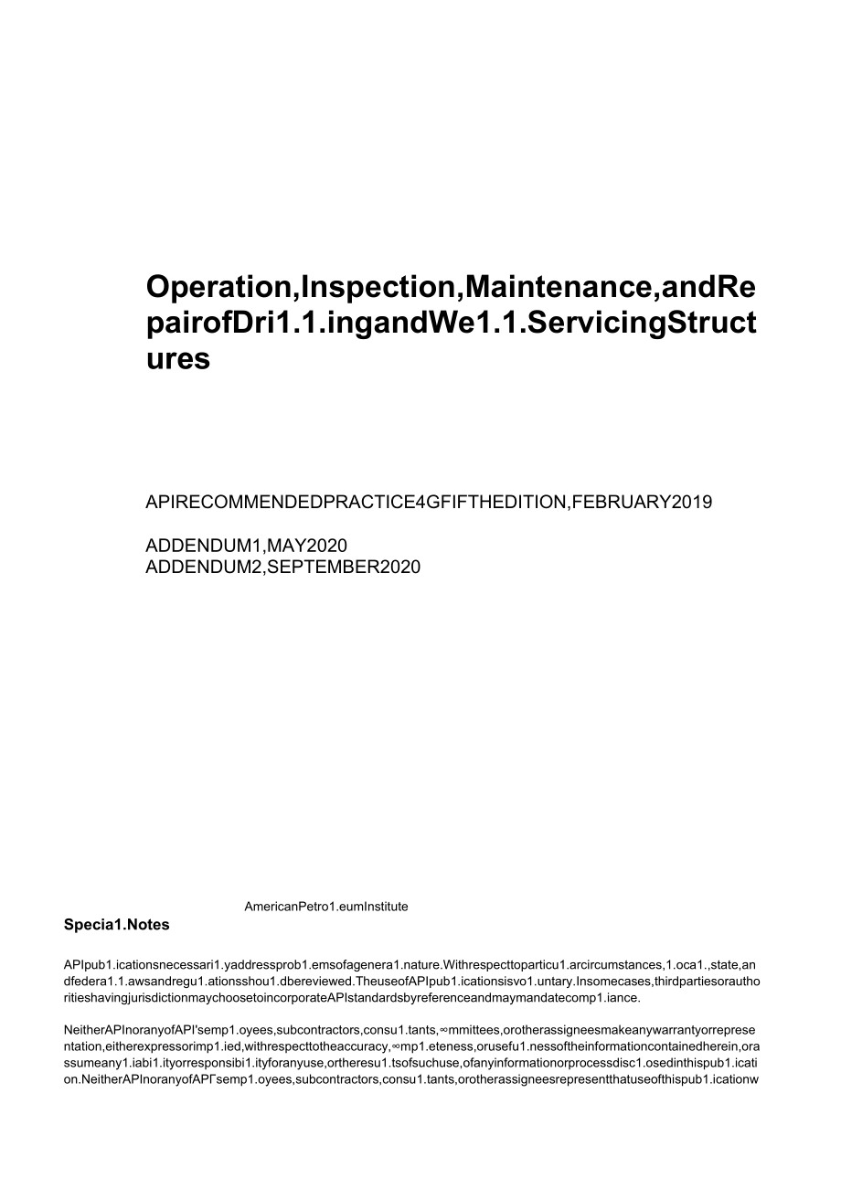 API RP 4G - Operation, Inspection, Maintenance, and Repair of Drilling and Well.docx_第1页