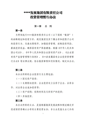 某公司投资管理暂行办法.docx