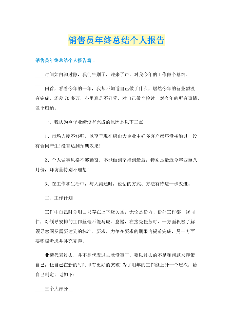 销售员年终总结个人报告.doc_第1页