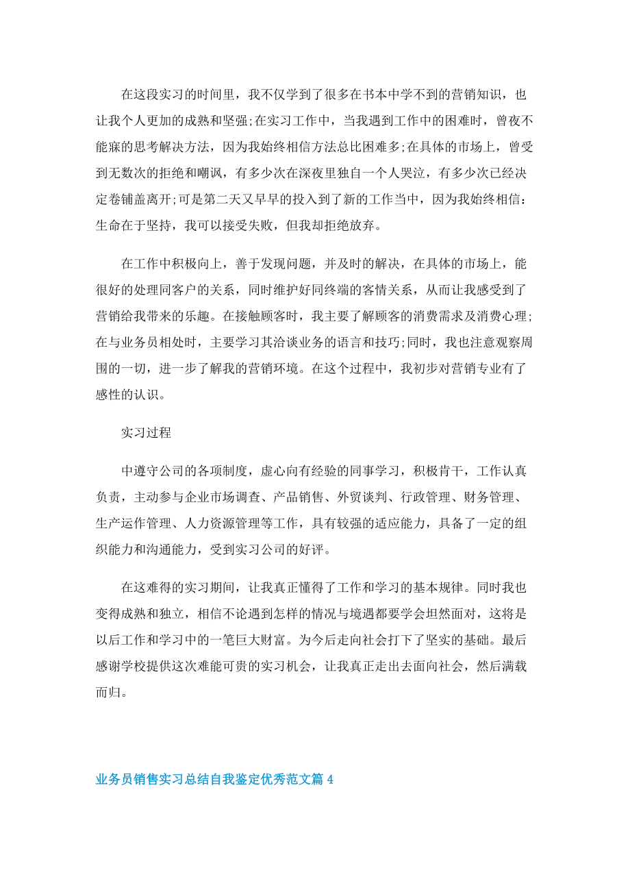 业务员销售实习总结自我鉴定优秀范文.doc_第3页