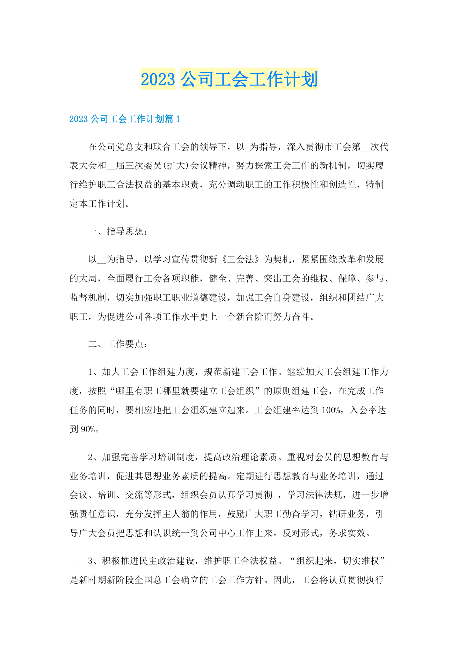 2023公司工会工作计划.doc_第1页