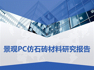 景观PC仿石砖材料研究报告课件.ppt