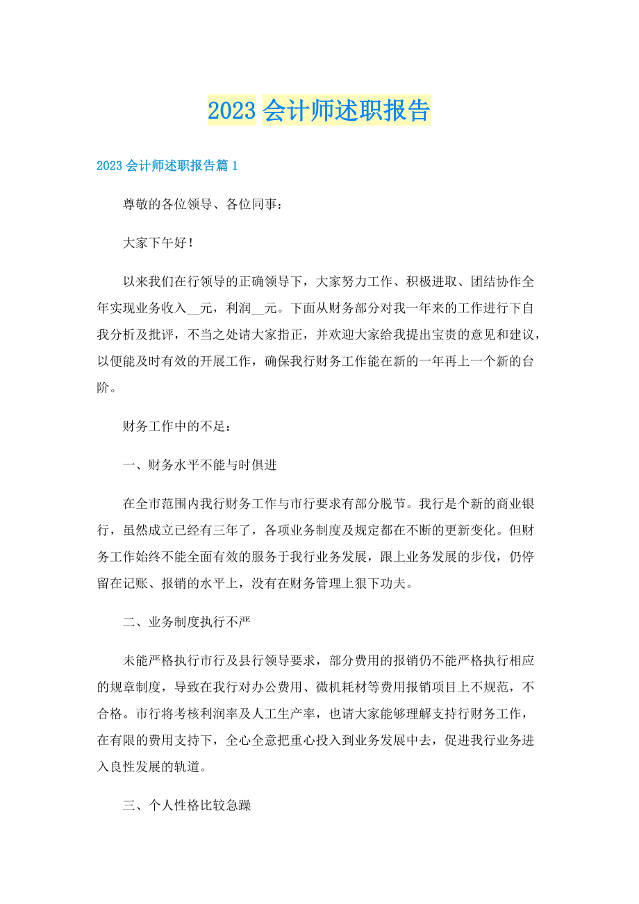 2023会计师述职报告.doc_第1页