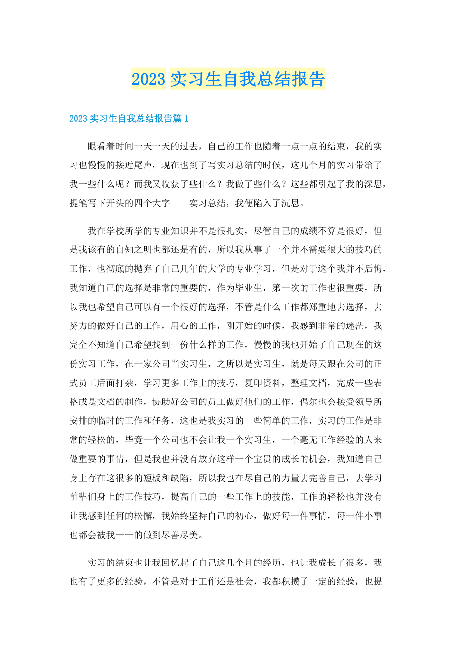 2023实习生自我总结报告.doc_第1页