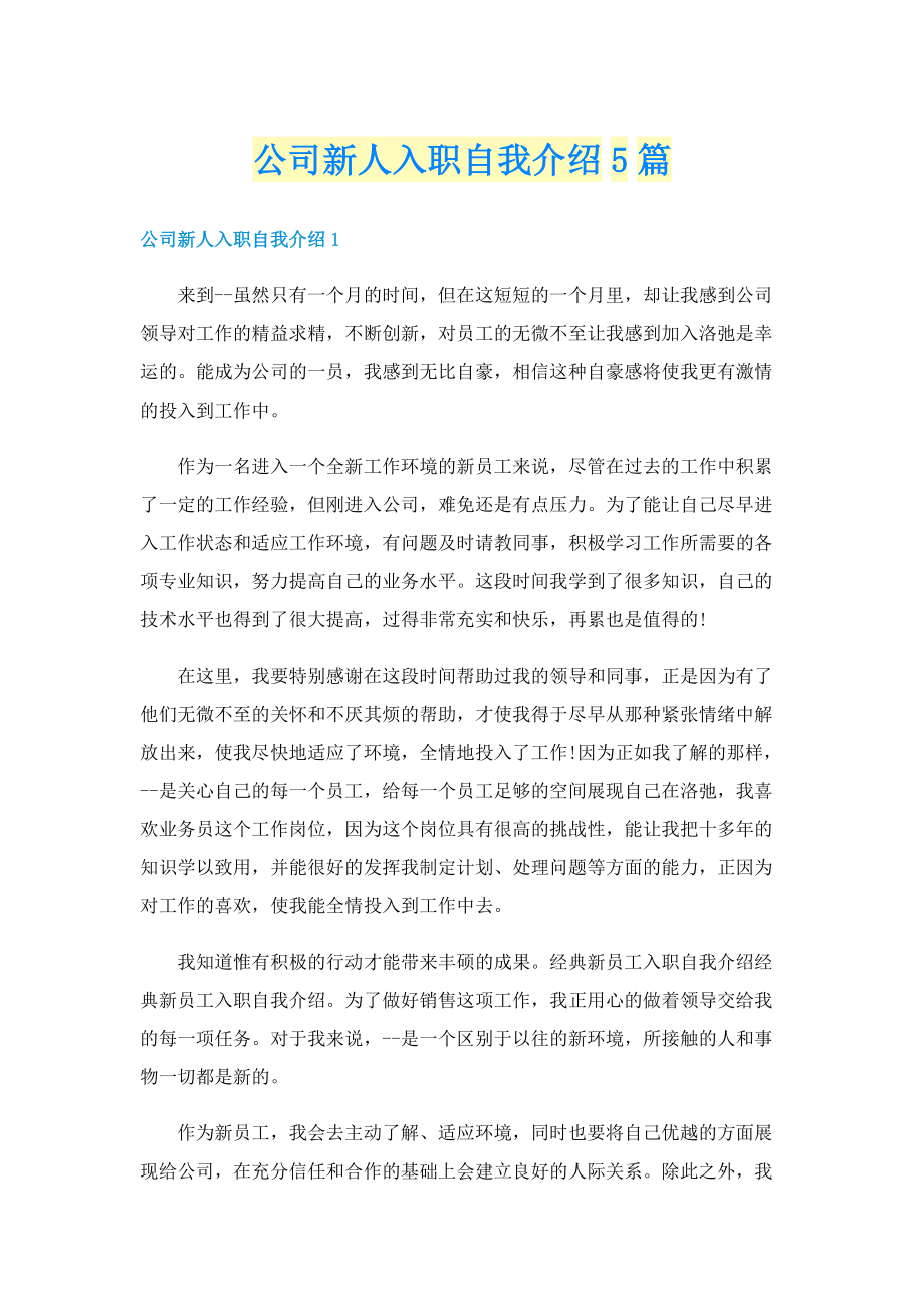 公司新人入职自我介绍5篇.doc_第1页