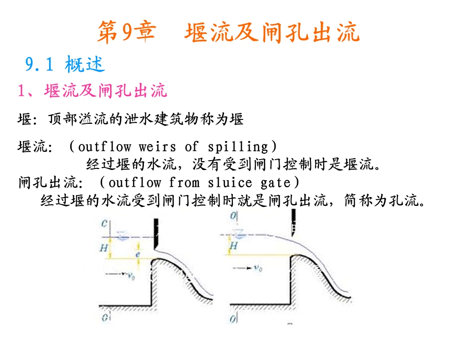 水力学 第九章 堰流及闸孔出流资料课件.ppt_第1页