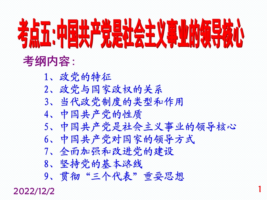 政党的特征2政党与国家政权的关系3当代政课件.ppt_第1页