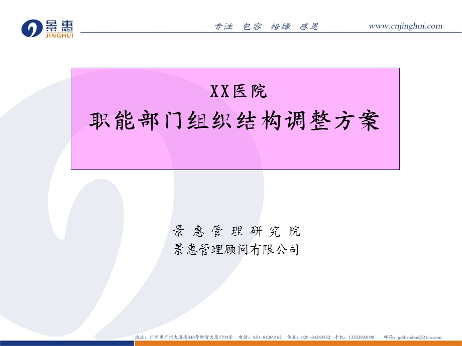 某医院职能部门组织结构调整方案教学案例课件.ppt_第1页