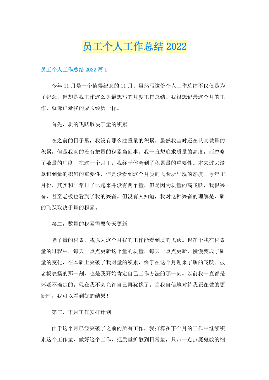 员工个人工作总结2022.doc_第1页