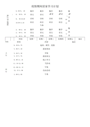 疫情居家学习计划表.docx