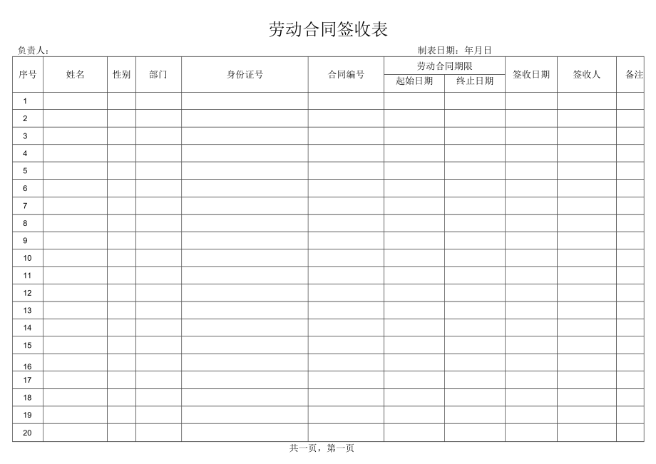 劳动合同签收表.docx_第1页