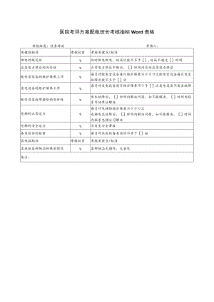 医院考评方案配电班长考核指标Word表格.docx