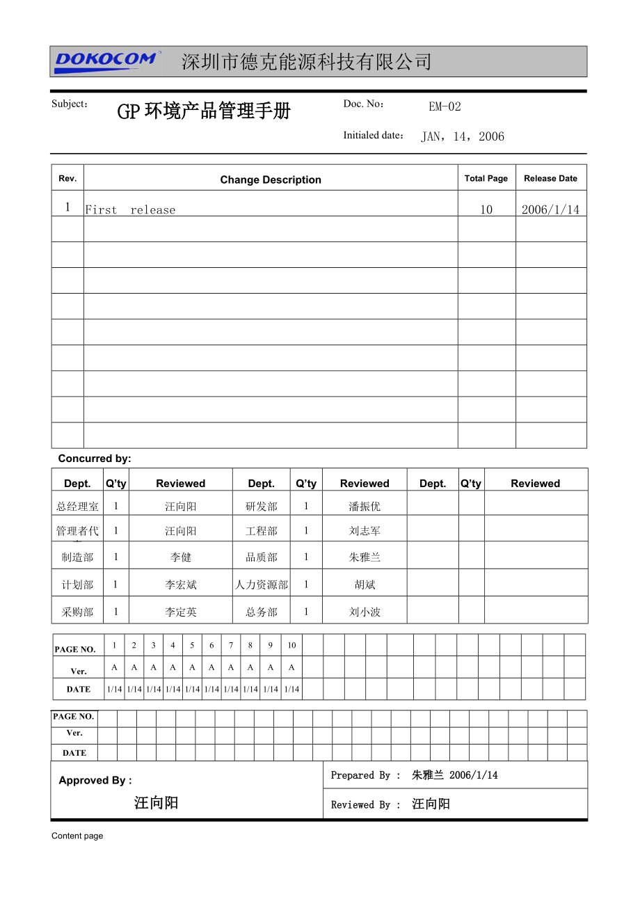 深圳市XX能源科技有限公司GP环境产品管理手册(DOC12)(1).docx_第1页