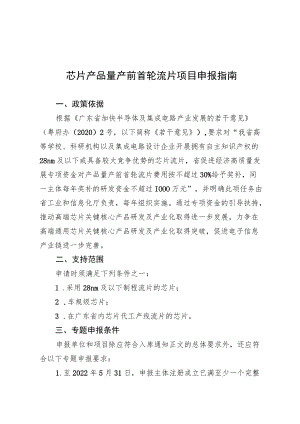 芯片产品量产前首轮流片项目申报指南.docx