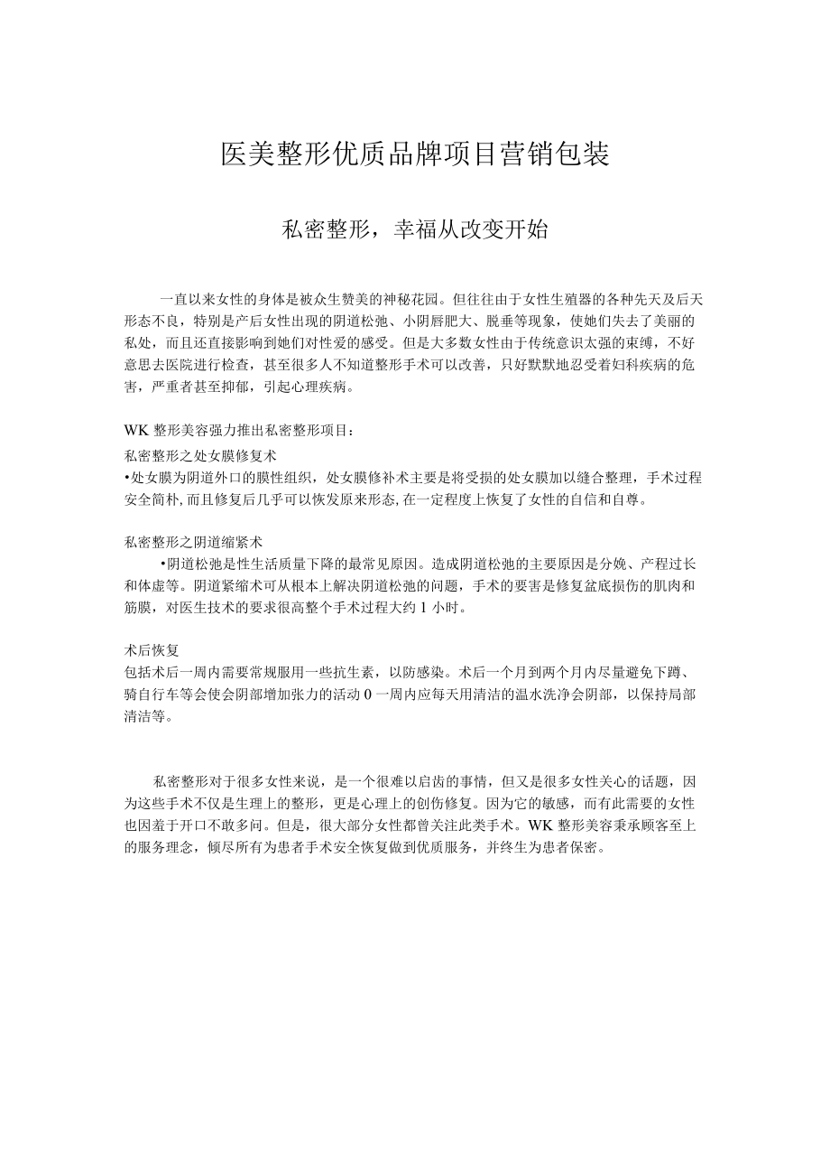 医美整形优质品牌项目营销包装.docx_第1页